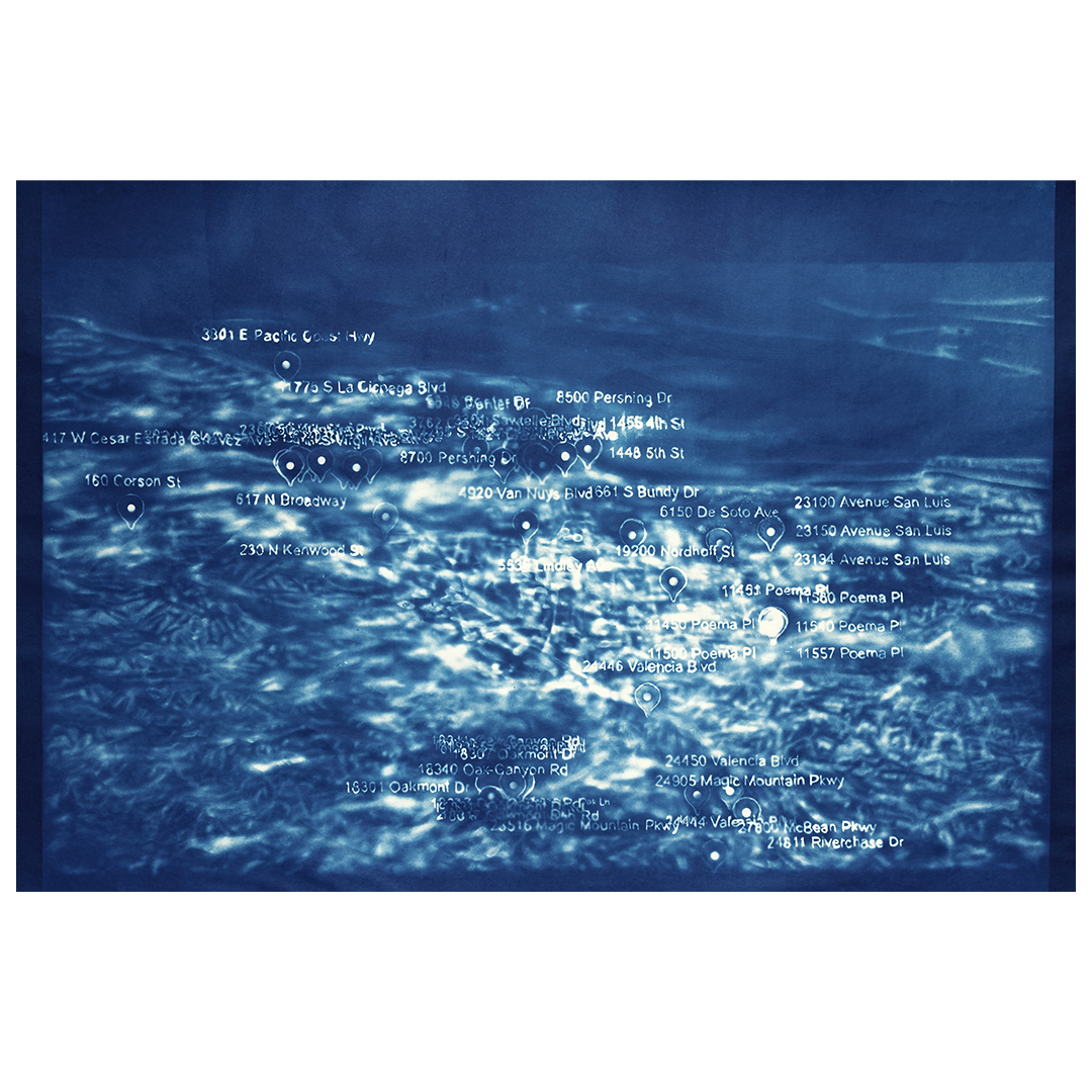 Michael Shaw, "Equity Residential properties, thermal output, cyanotype positive"