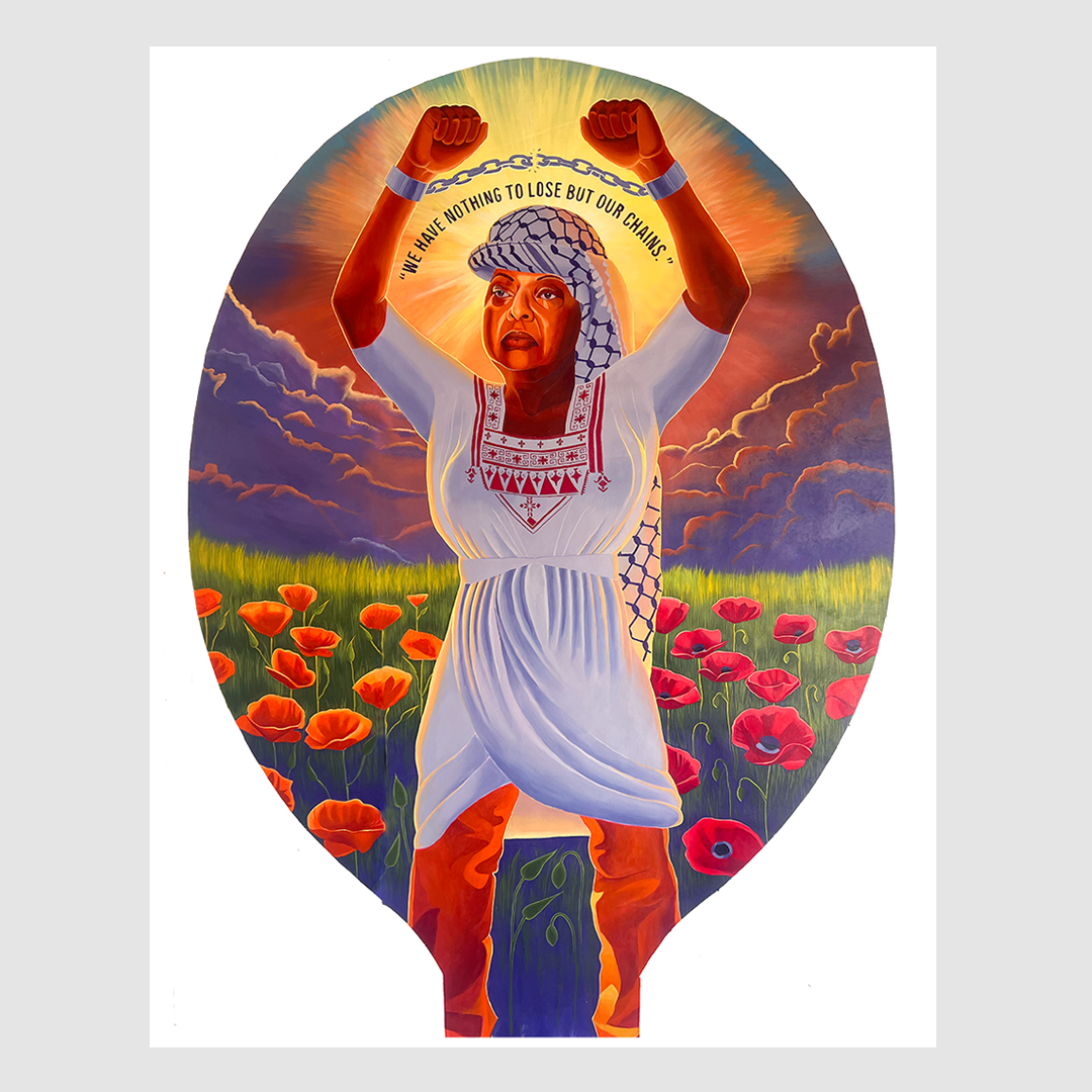 Ray Packer (Ray of Light), "THESE CHAINS WILL BE BROKEN - FREE ALL WOMEN PRISONERS! (In Honor of Fatima Bernawi)"